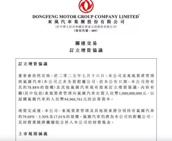 配资导航 获东风10亿增资, 岚图全年扭亏在望